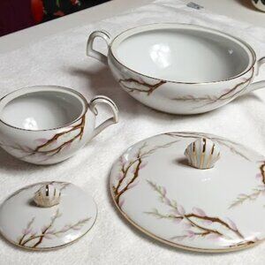 Vintage Kent China Spring Willow Pattern Marked Occupied Japan Covered Dish Rare